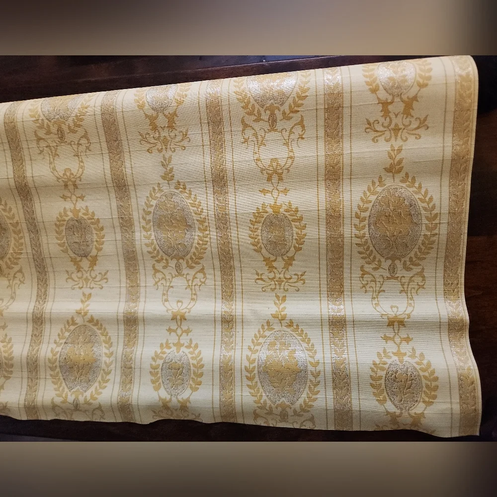 Vintage 1960s 1970s Royal Yellow Damask Victorian Wall Paper Roll
